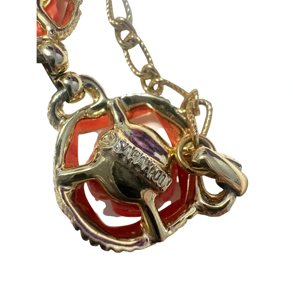 Vintage Sarah Coventry Coral Rose Jewelry Set Necklace Bracelet Clip Earrings - Picture 15 of 15